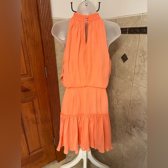 NWT Elizabeth and James Carlita Dress in Orange Sherbert Silk High Neck Size 8 - Picture 11 of 15